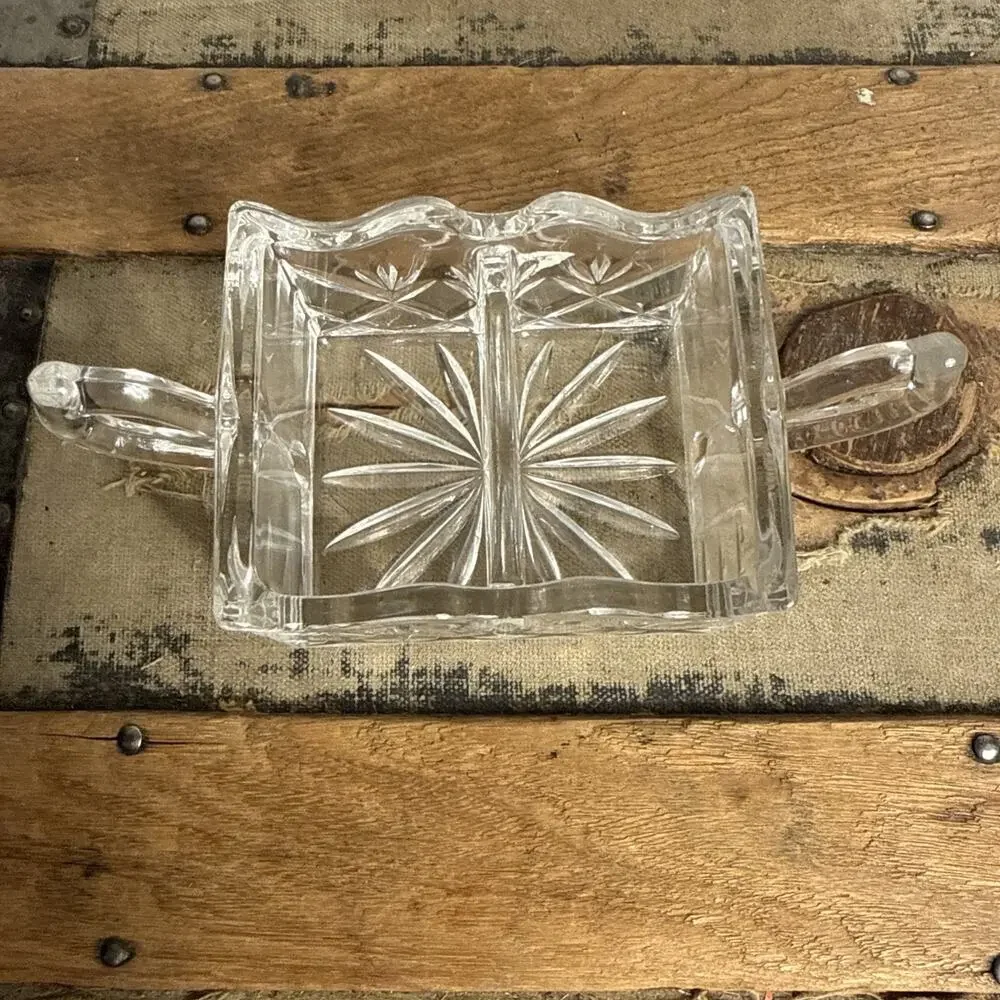 Vintage Godinger Shannon Crystal Divided Sugar Packet Caddy Holder with Handles
